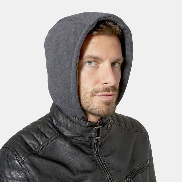 Giacca biker con cappuccio , Nero