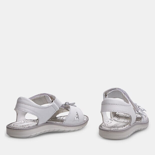 Sandali bambina con fiori applicati, Bianco