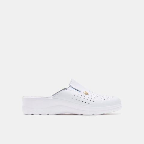 Pantofole da donna in pelle, Bianco