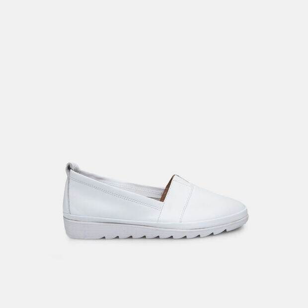 Mocassino da donna in pelle, Bianco