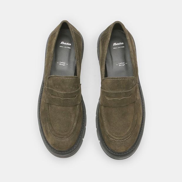Mocassino da donna in suede, Verde