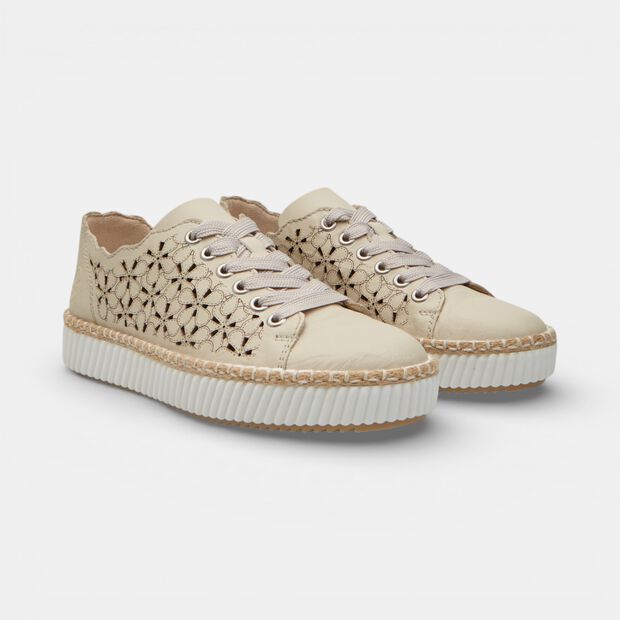 Sneaker da donna in pelle traforata Rieker, Beige