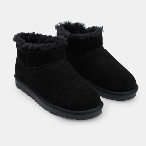 Stivaletto in suede da donna con eco pelliccia Bata, Nero