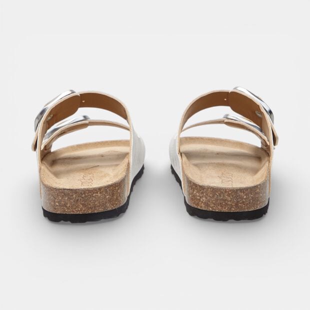 Sandalo Fussbett con doppia fascia con fibbia Bata, Bianco