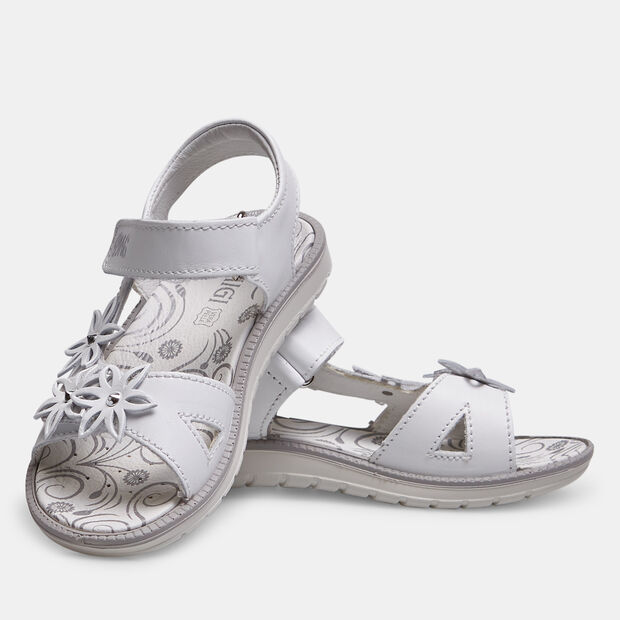 Sandali bambina con fiori applicati, Bianco