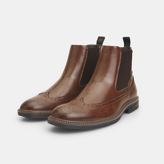 Stivaletti da uomo Bata Red Label con dettagli brogue , Marrone