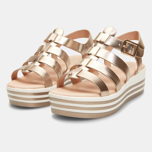 Sandali da bambina con suola platform, Oro