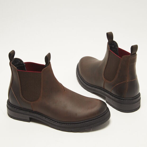 Stivaletti chelsea in pelle con suola track, Marrone