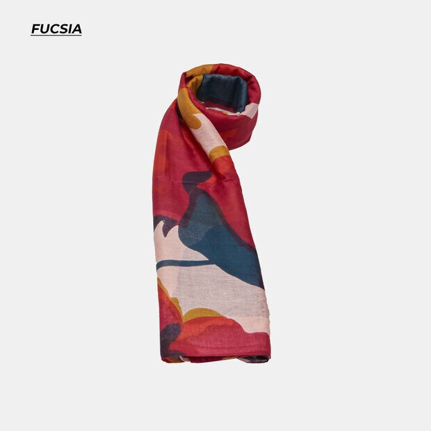 Sciarpa in cotone con fantasia floreale, Multicolor