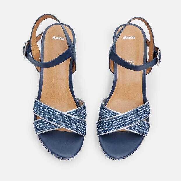 Sandalo da donna con zeppa 9,5 cm BATA, Blu