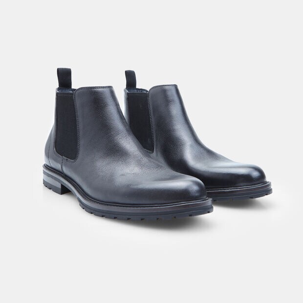 Stivaletto Chelsea in pelle da uomo con elastici Bata, Nero