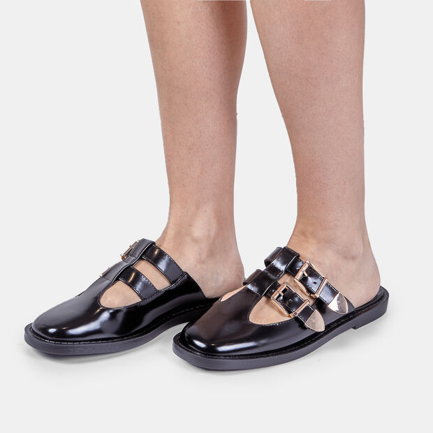 Mule da donna con doppia fibbia Bata Red Label, Nero