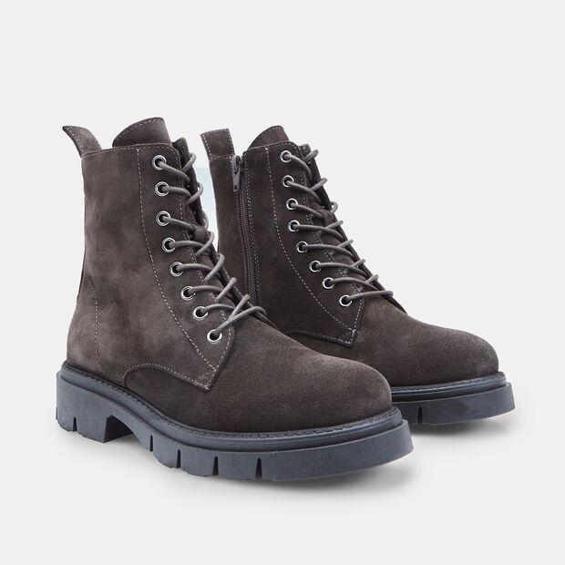 Stivaletti da donna stringati in suede, Marrone