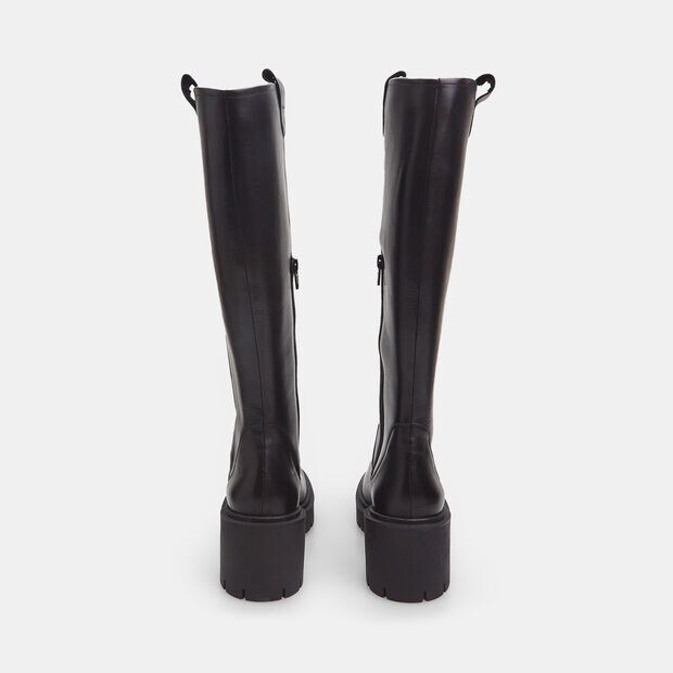 Stivale da donna in pelle con suola track, Nero