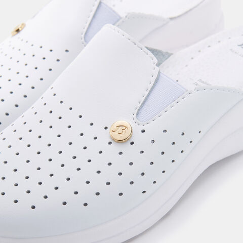 Pantofole da donna in pelle, Bianco