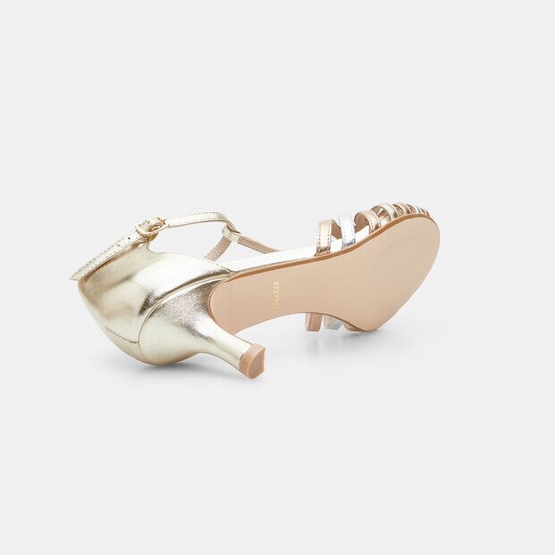 Sandalo da donna con tacco 6 cm BATA, Oro