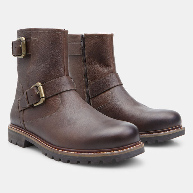 Stivaletto biker in pelle da uomo Bata , Marrone