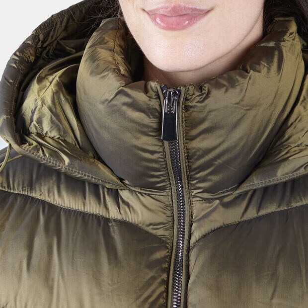 Piumino da donna con cappuccio, Verde