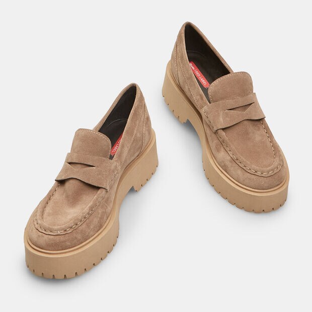 Mocassini in suede con suola platform, 