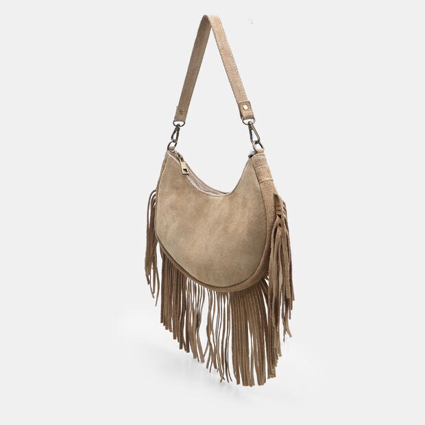 Hobo da donna in suede con frange Bata, Beige