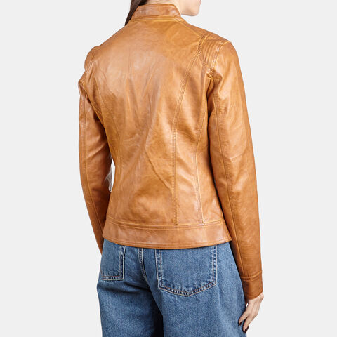 Giacca biker da donna , Tan