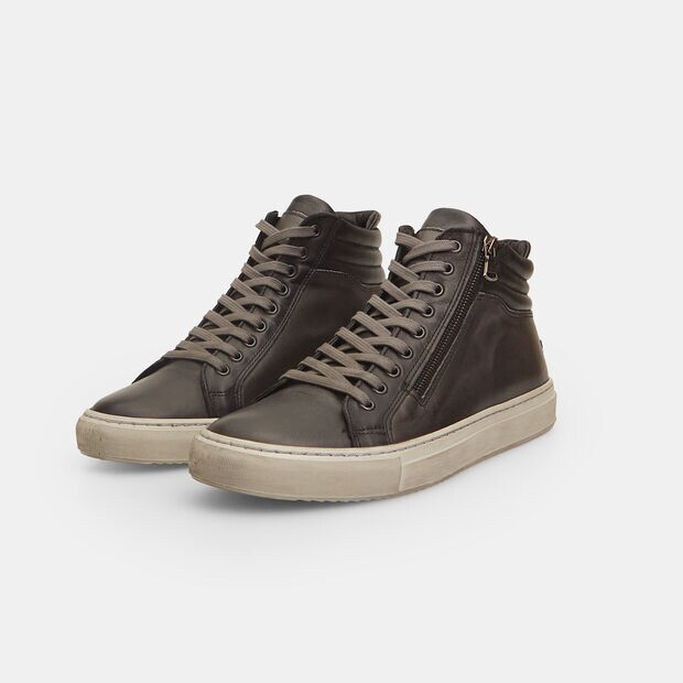 Sneakers alte da uomo in pelle , Grigio