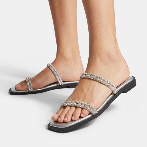Sandalo flat da donna Bata, Argento