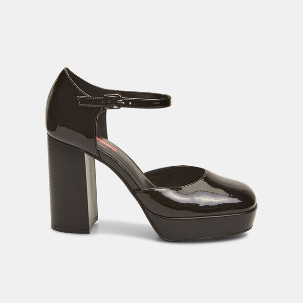 D&eacute;coll&eacute;tte con tacco largo e plateau, Nero