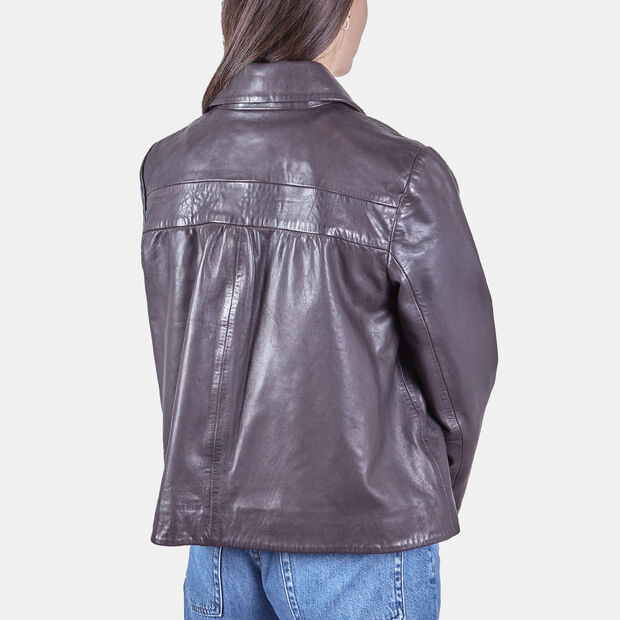 Giacca in pelle da donna Bata, Marrone