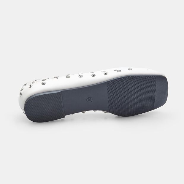 Ballerine BATA Red Label con borchie strass, Bianco