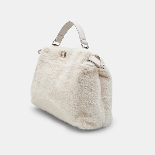 Handbag da donna in eco pelliccia Bata, Beige