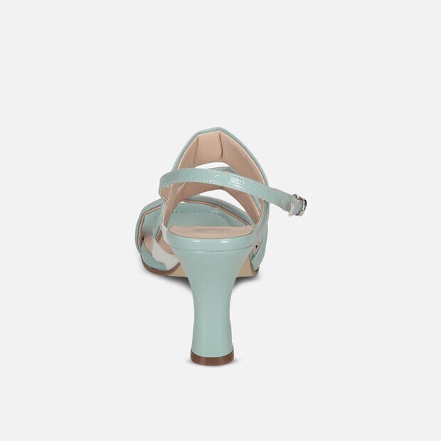 Sandalo da donna in pelle con tacco 9 cm, Blu