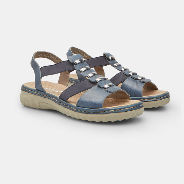 Sandalo da donna in pelle Rieker, Blu