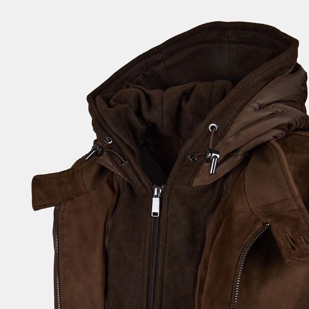 Bomber da uomo con cappuccio, Marrone