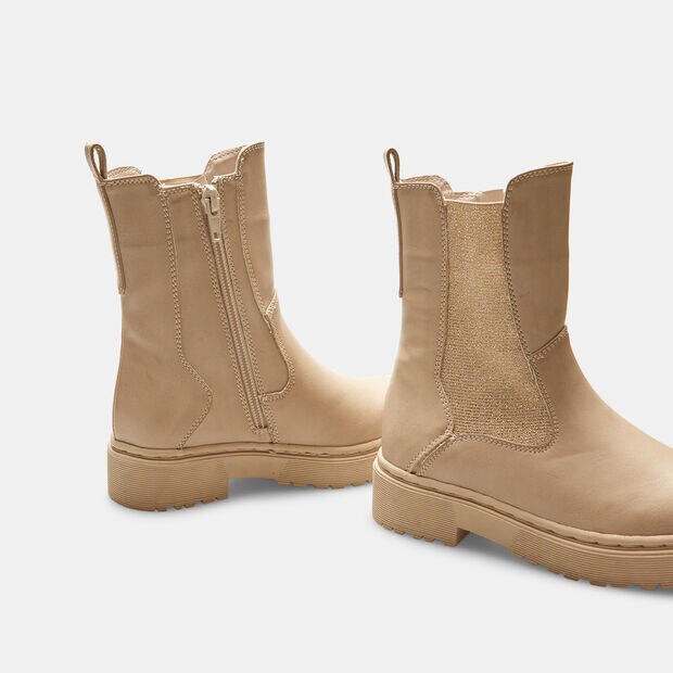 Chelsea boots da bambina effetto pelle, Beige