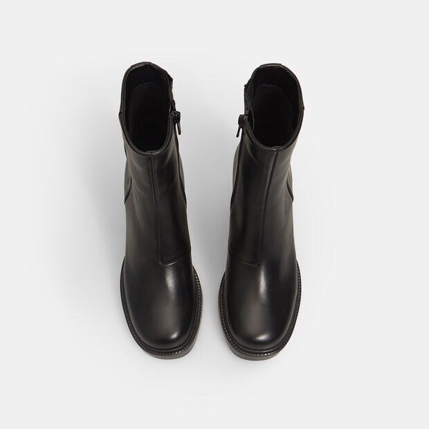 Stivaletti da donna in pelle con tacco , Nero