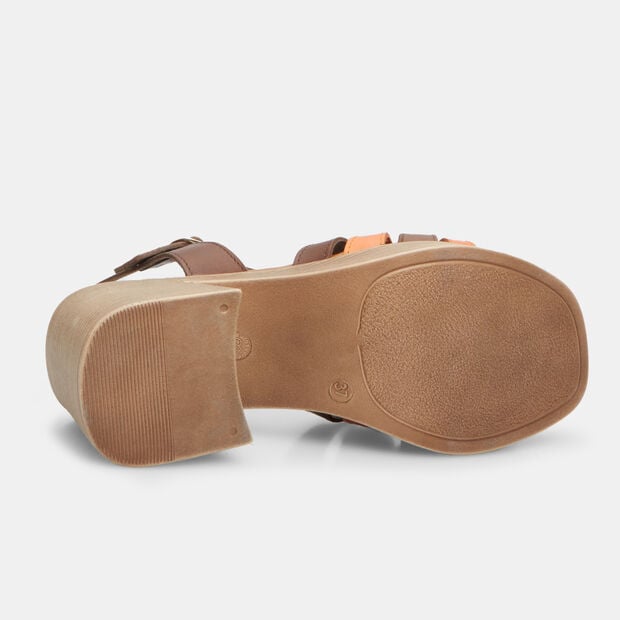 Sandali da donna in pelle con tacco 7,5 cm BATA, Marrone