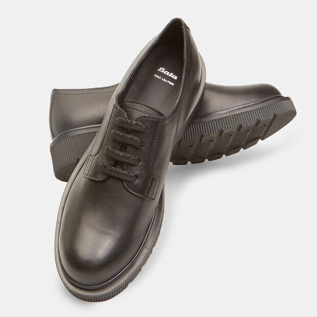 Stringate da donna in pelle, Nero