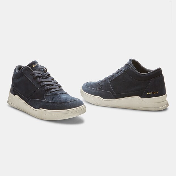 Sneaker uomo in suede con suola rialzata, Blu