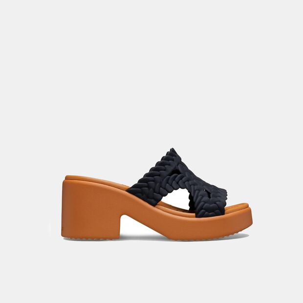 Ciabatte da donna Crocs Brooklyn Woven Slide Heel, Nero