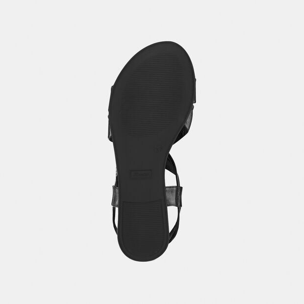 sandali flat in pelle, Nero