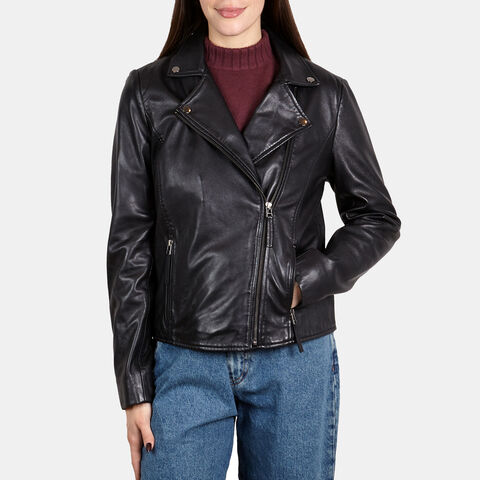 Biker da donna in pelle, Nero