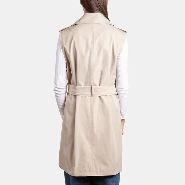 Trench smanicato da donna con cintura Bata, Beige