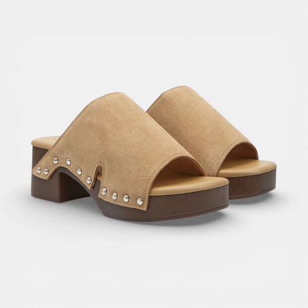 Mule da donna con tacco e fascia Bata, Tan