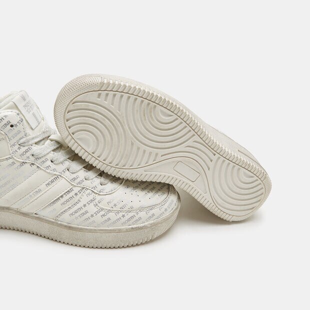 Sneaker platform effetto used, Bianco