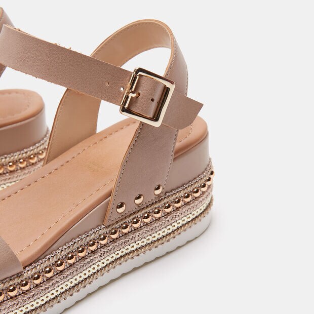 Sandali da donna con platform 5,5 cm, Nude