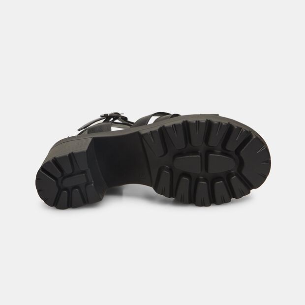 Sandali da donna con tacco e suola track, Nero