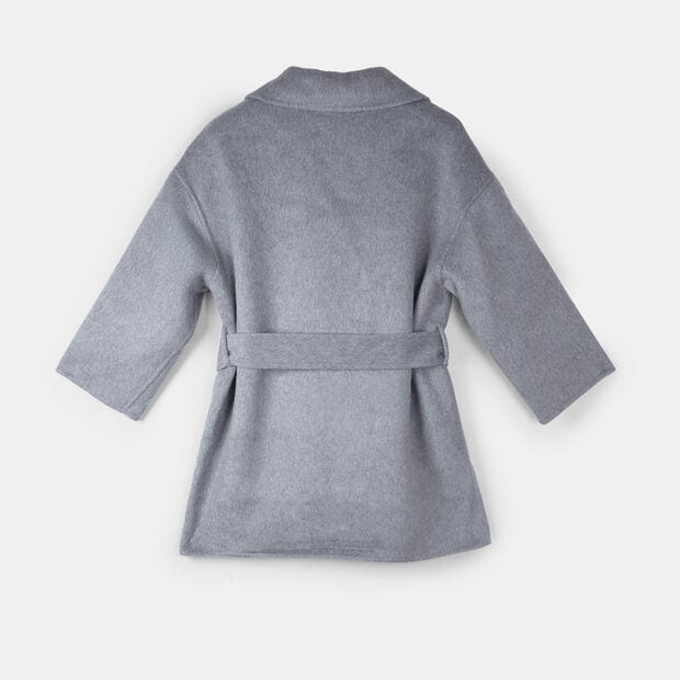 Cappotto da donna in lana qualit&agrave; premium con cintura in vita Bata, Grigio