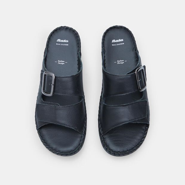 Slipper da donna in pelle, Nero
