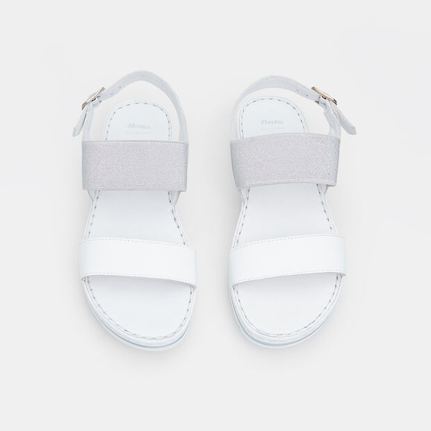 Sandali da donna in pelle con platform 3,5 cm, Bianco